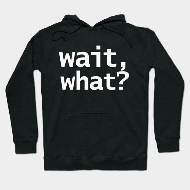 Wait What Funny Typography Hoodie by ellenhenryart